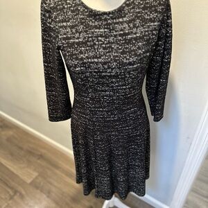 Calvin Klein Black & White Textured Fit & Flare Dress – Size 2
